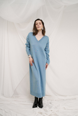 10-136012 Платье женское  (42-48 160 Выцвет.деним (мшф 174021))