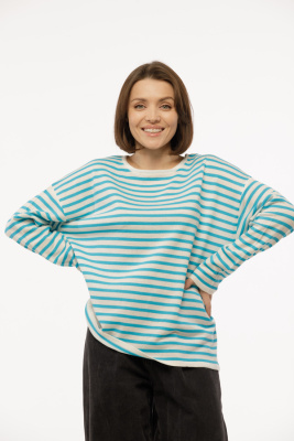 12-111040 Джемпер женский (42-48 100 Молочный (кз KEMIK 1817) / Бирюзовый (кз TURKUAZ 3507))